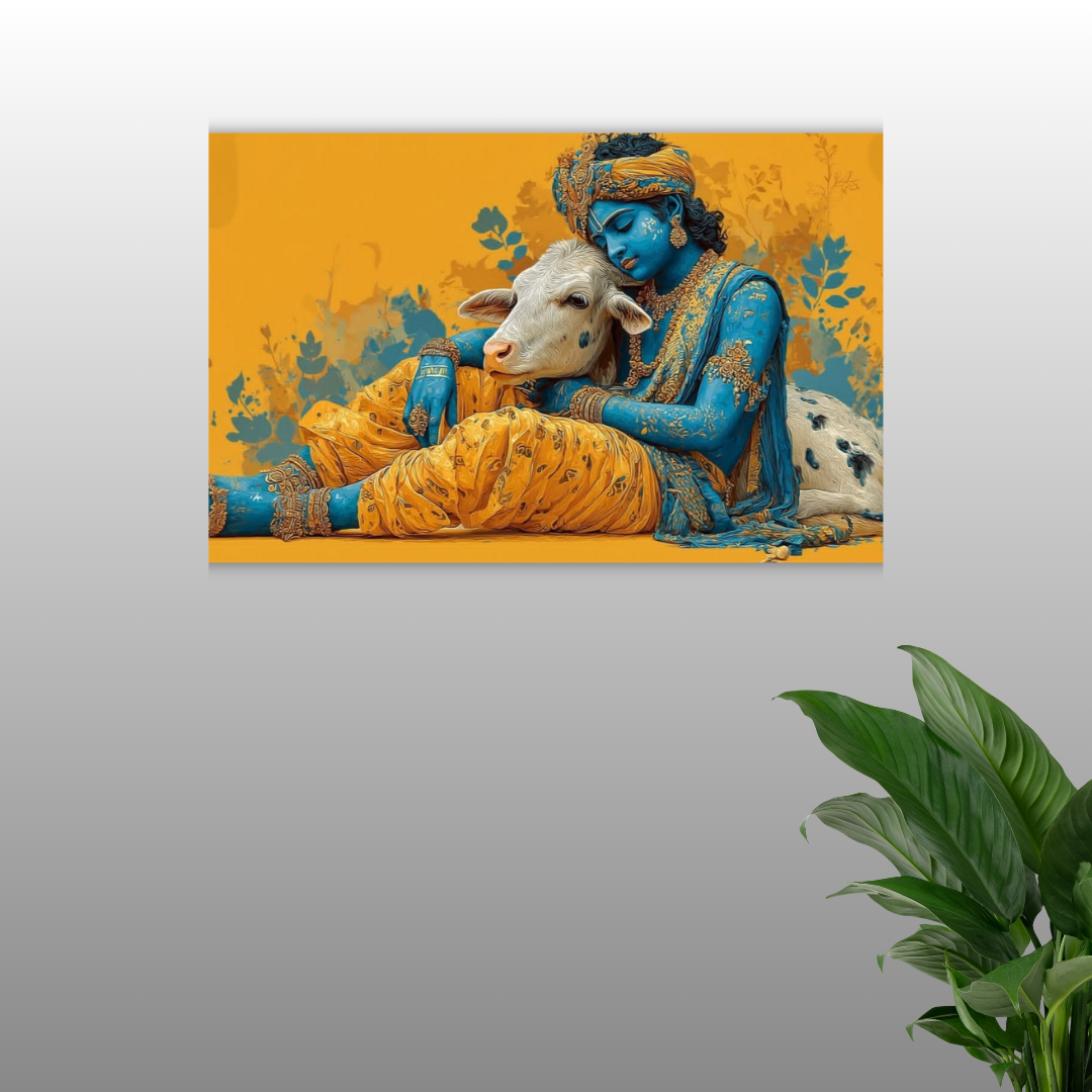 Untitled design (13) Krishna with Cow poster - Image 1